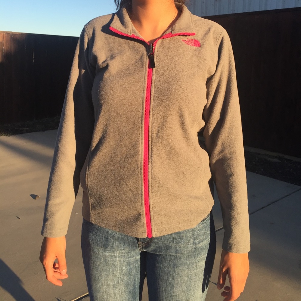 Girls gray north face zip up sweater